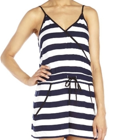 French Connection Striped Navy Blue and White Romper - Picture 3 of 8
